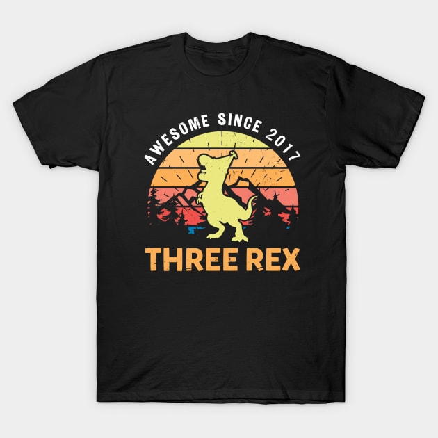 Three Rex 3rd Birthday Third Birthday Dinosaur T-Shirt by swissles